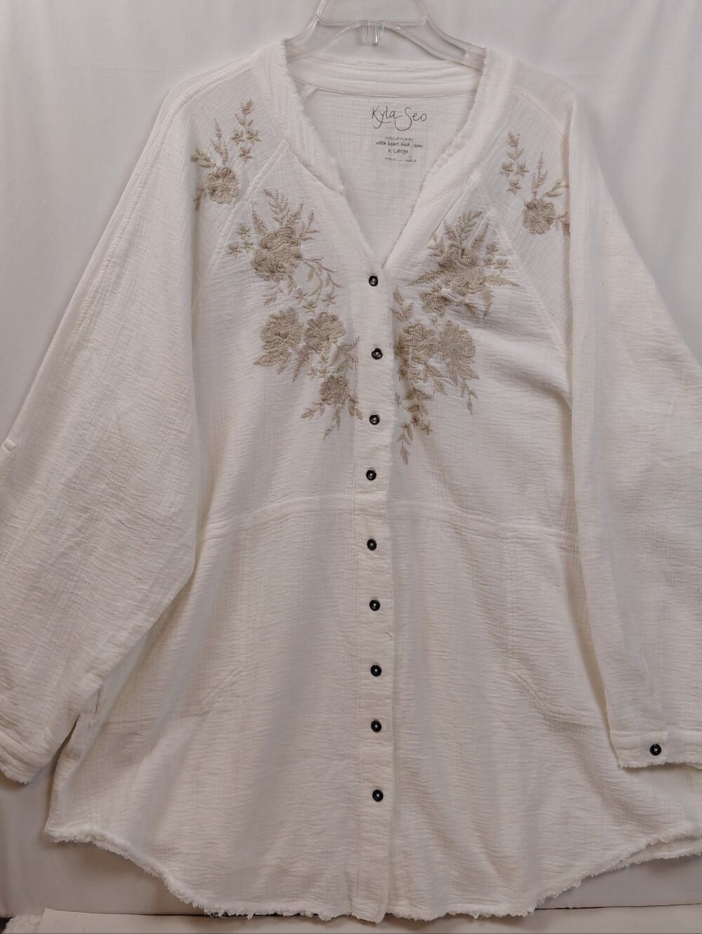 Kyla Seo Talia Tunic Top Size X Large Beachy Oversized Pockets